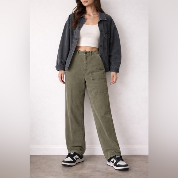 Pants - Girls of Dust Olive Cargo Pants XS Utility Workwear Wide Leg
